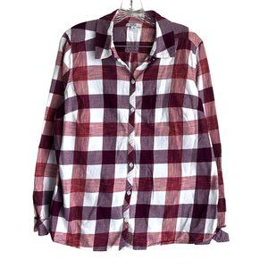 Croft & Barrow Women's Flannel Shirt Size XL Plaid 100% Cotton Long Sleeve